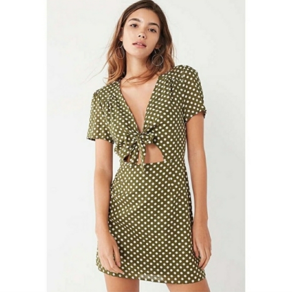 Urban Outfitters Dresses & Skirts - URBAN OUTFITTERS Tie Front Polka Dot Mini Dress